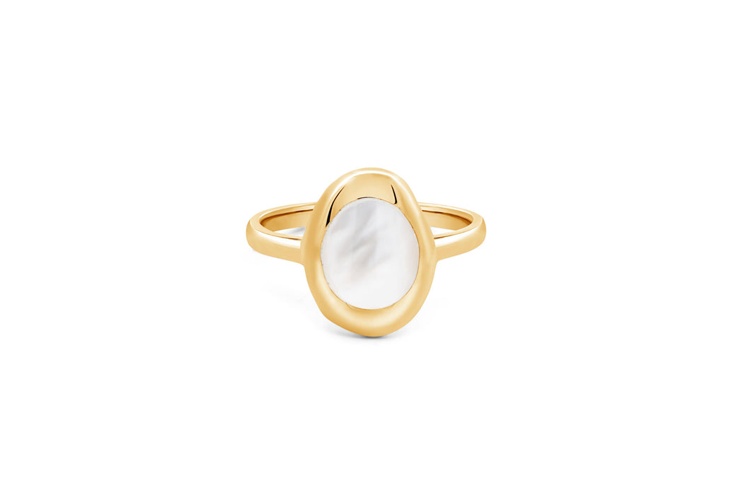 Gold Plated Mother Of Pearl Ring