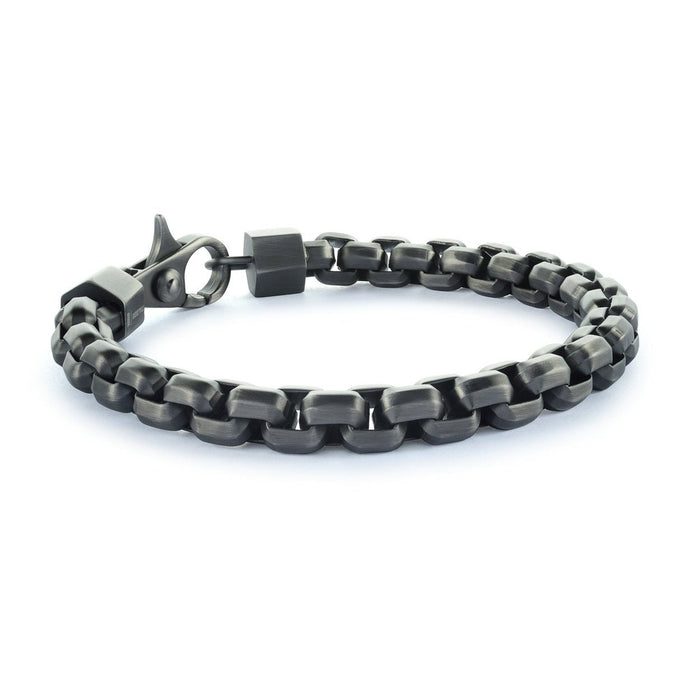 Italgem Stainless Steel Men's Black Square Box Bracelet