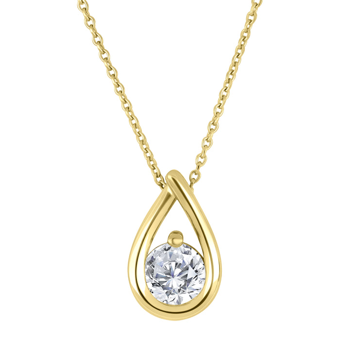 Casablanca Sterling Silver Yellow Gold Plated Lab Grown .50CT TDW Round Diamond Necklace