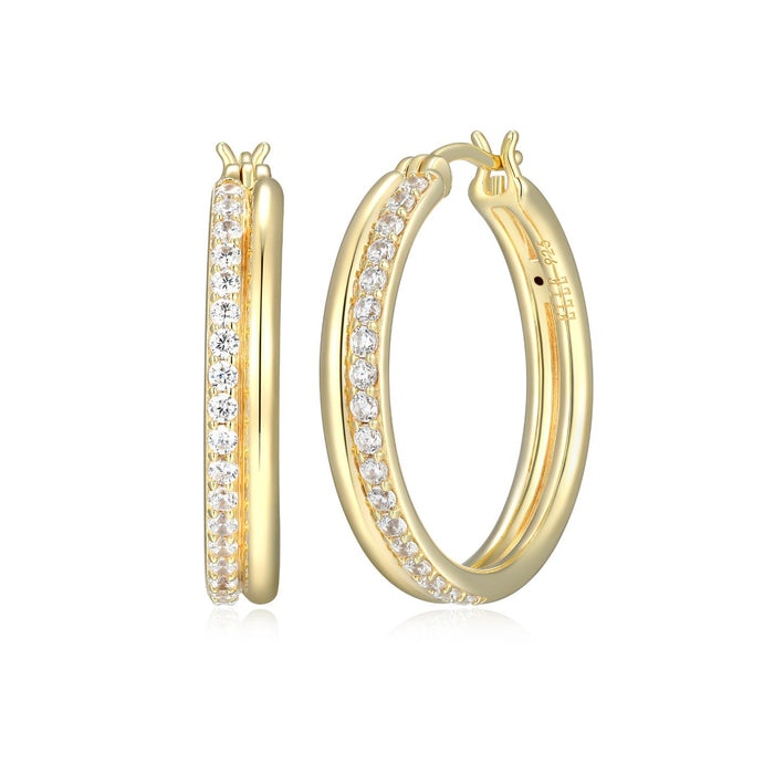 26MM Elle Gold Plated Sterling Silver CZ Hoop Earrings