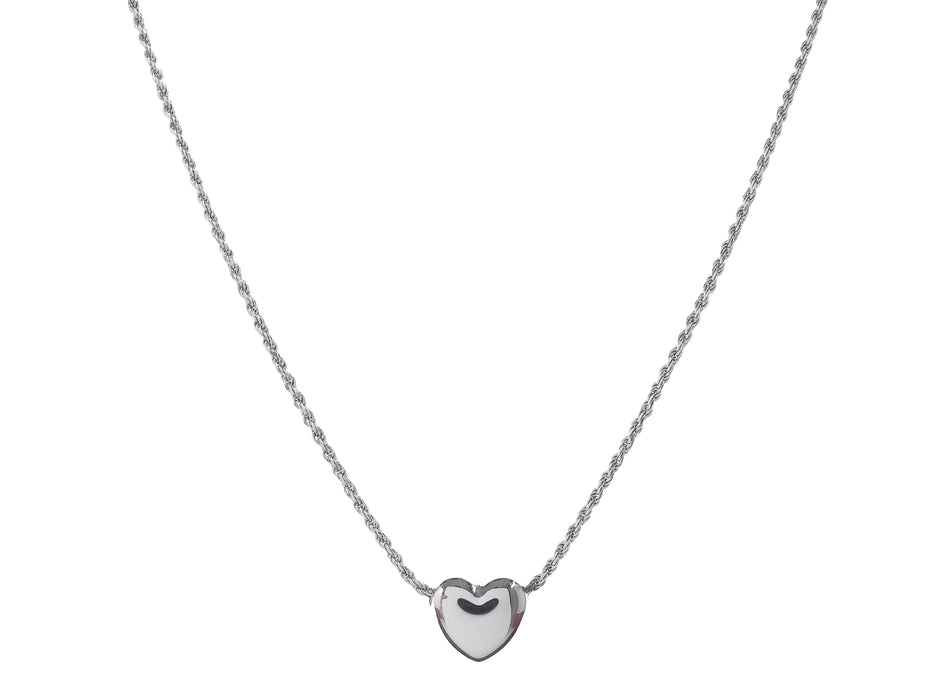 Casablanca Silver Puffy Heart Necklace