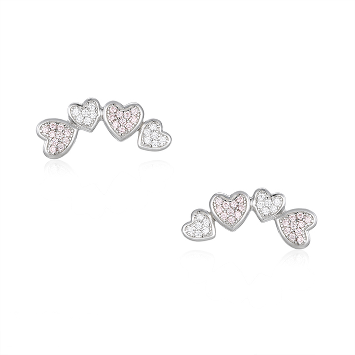 Casablanca Sterling Silver Bunched Hearts Earrings