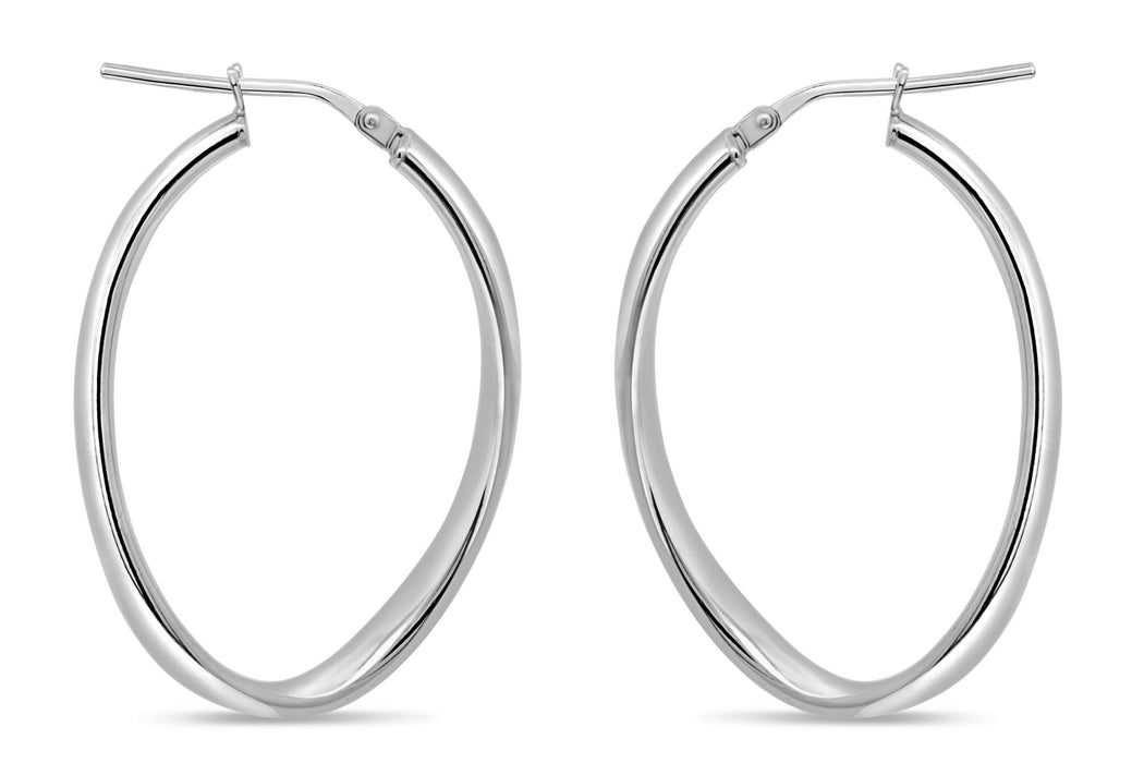 Casablanca Silver Oval Twist Earrings: Large