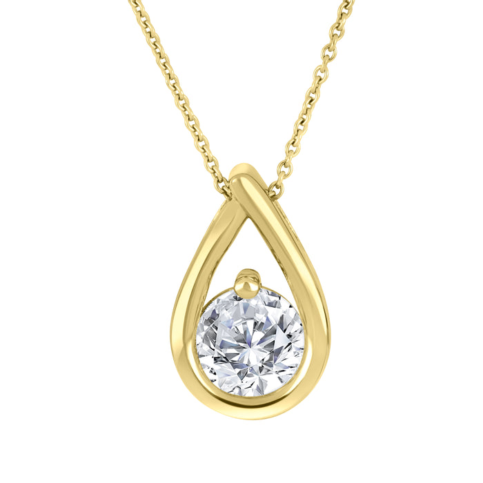 Casablanca Sterling Silver Yellow Gold Plated Lab Grown Round 1.00CT TDW Diamond Necklace