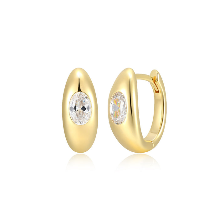 Casablanca 15MM Gold Plated CZ Hoop Earrings