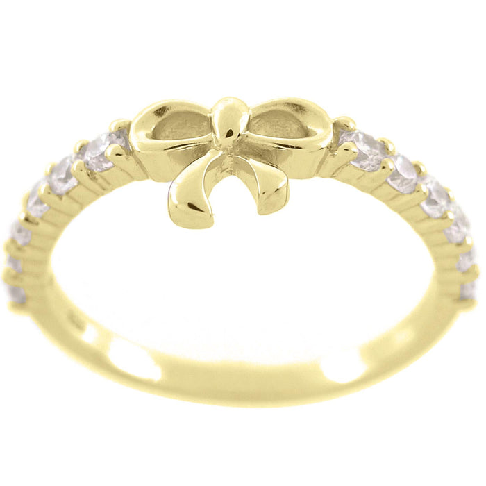 Casablanca Yellow Gold Plated CZ Bow Ring