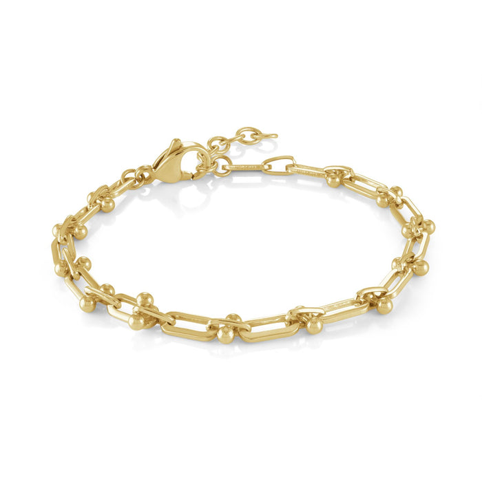 Italgem Men's Stainless Steel Gold Plated U-Link Bracelet