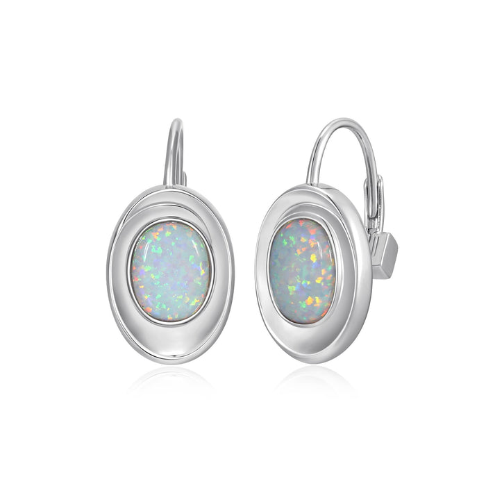 Elle Silver Created Opal Sterling Silver Earrings