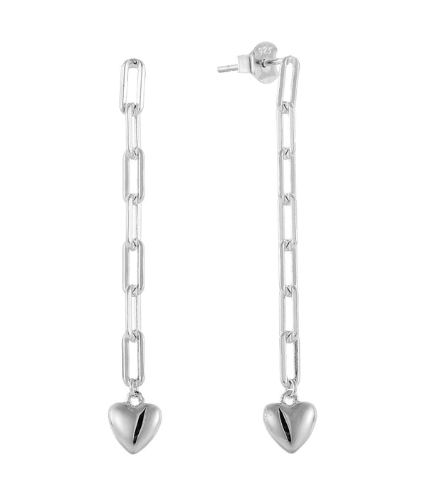 Casablanca Sterling Silver Link Heart Earrings