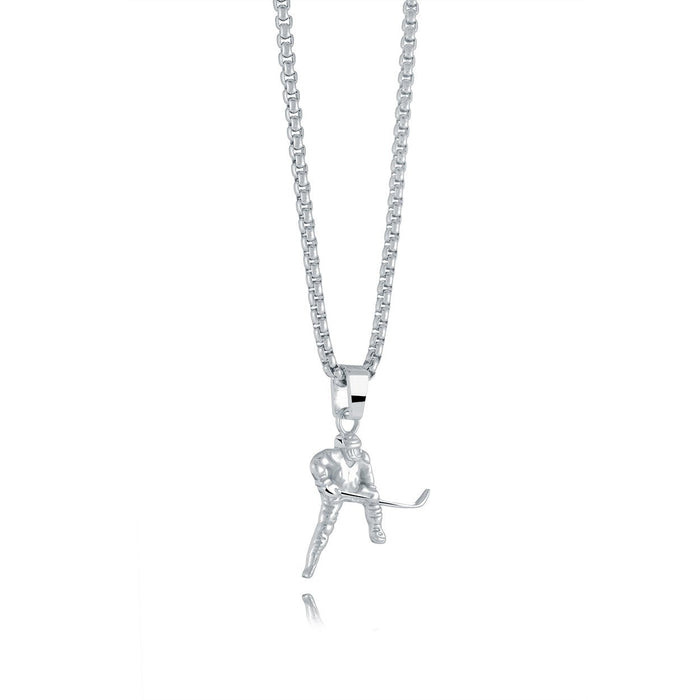 Italgem Stainless Steel Hockey Player Necklace