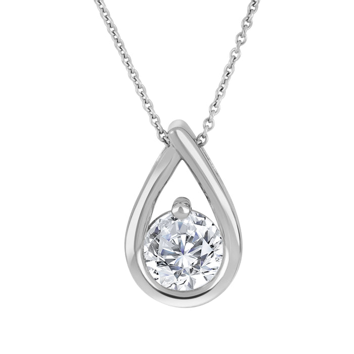 Casablanca Sterling Silver Lab Grown Round 1.00Ct Diamond Necklace