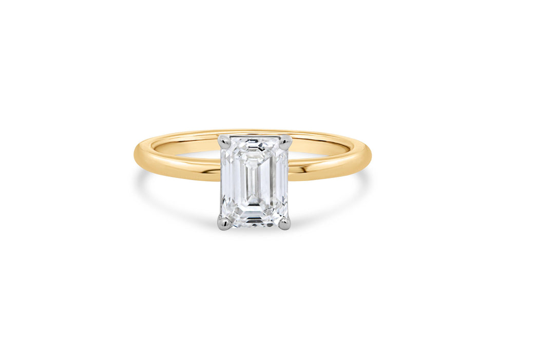 1.56CT Lab Grown Emerald Cut Diamond Yellow Gold Engagement Ring