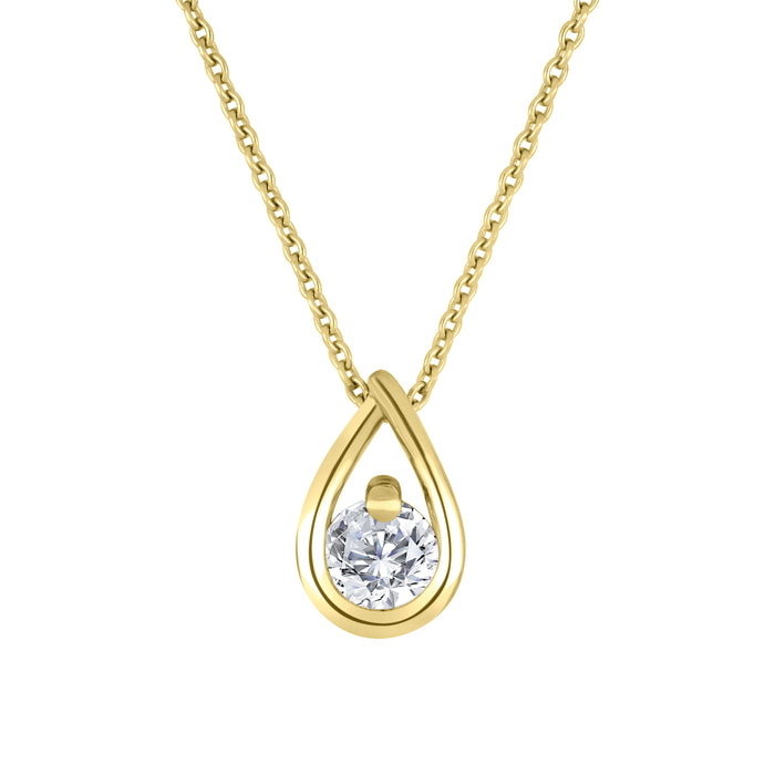 Casablanca Sterling Silver Yellow Gold Plated Lab Grown .25CT Diamond Necklace