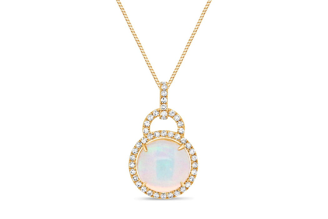 Yellow Gold Opal & Diamond Necklace