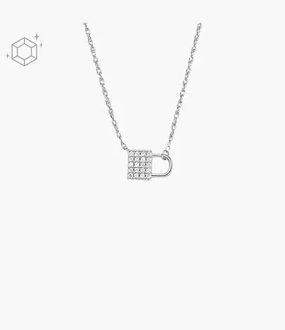 Fossil CZ Lock Necklace