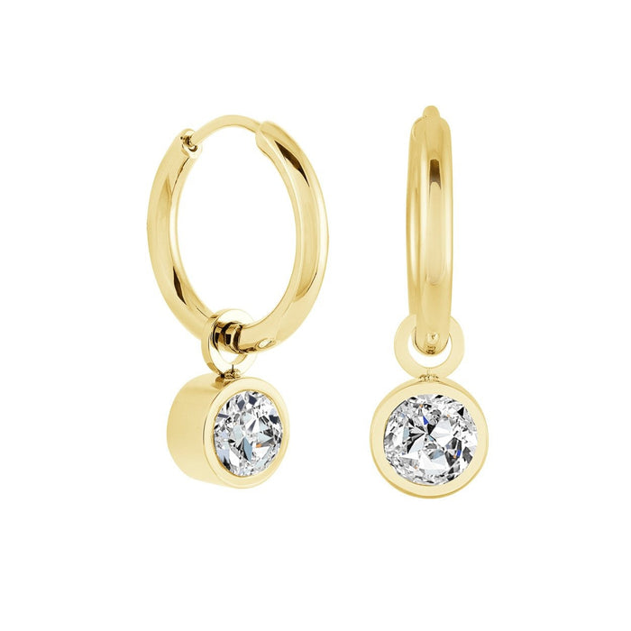 Italgem Gold Plated CZ Hoop Earrings