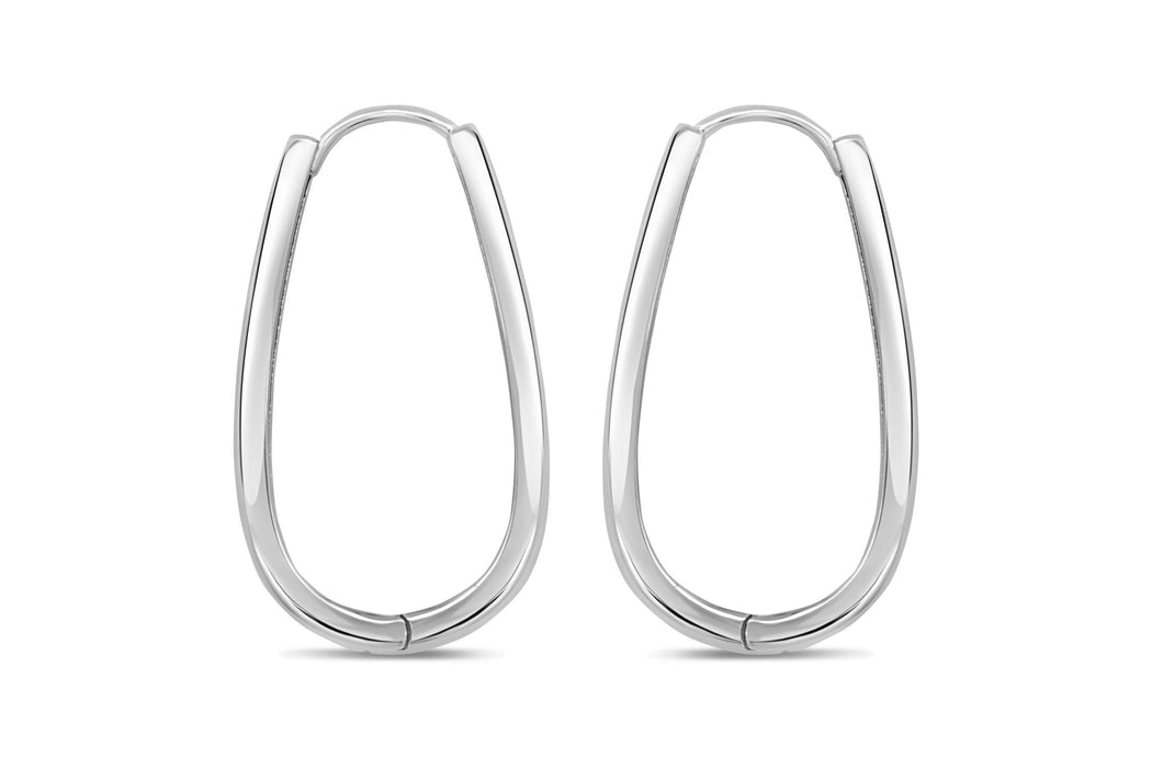 Silver Long Hoop Earrings: Large