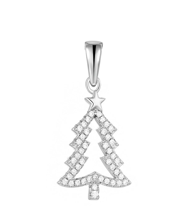 Casablanca Sterling Silver & Star Christmas Tree Necklace