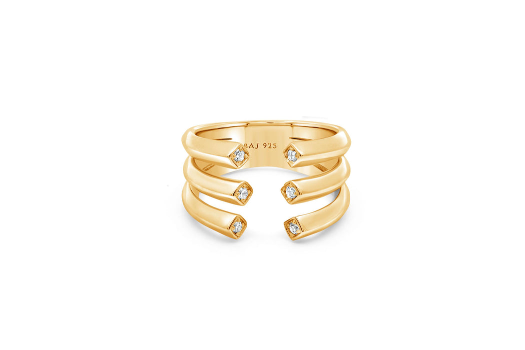 Gold Plated Multirow Open Ring