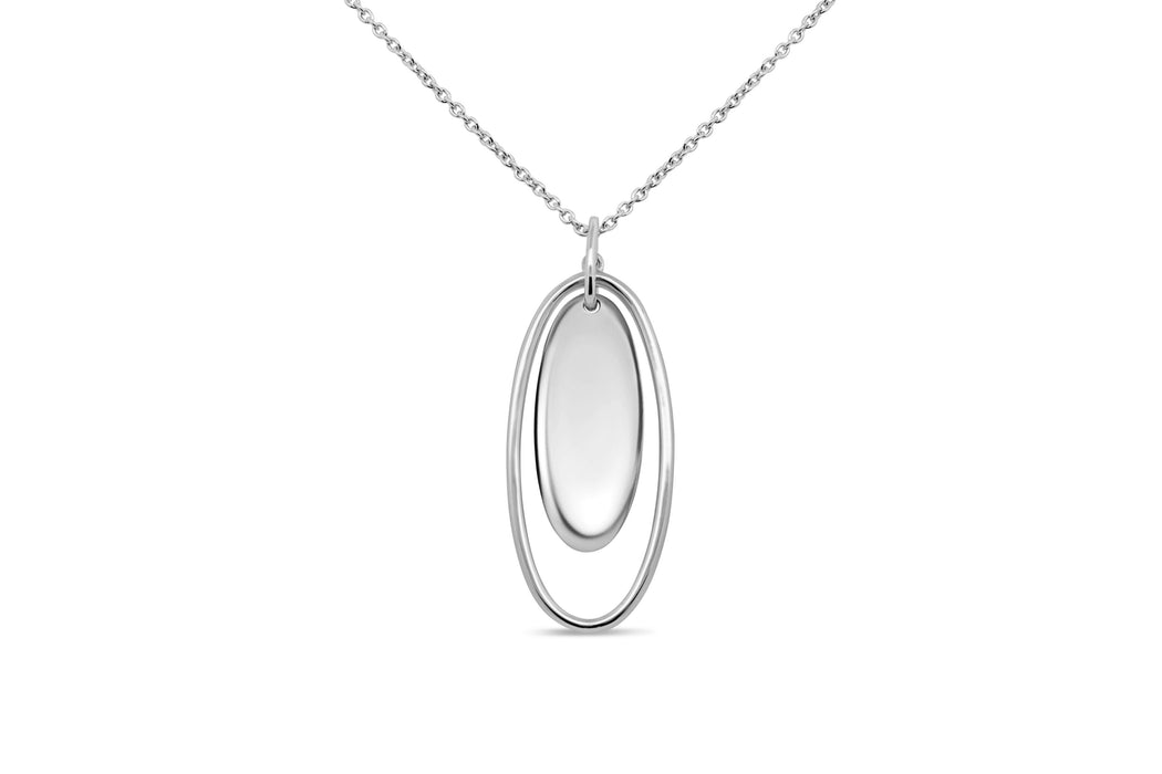 Silver Elongated Oval Necklace