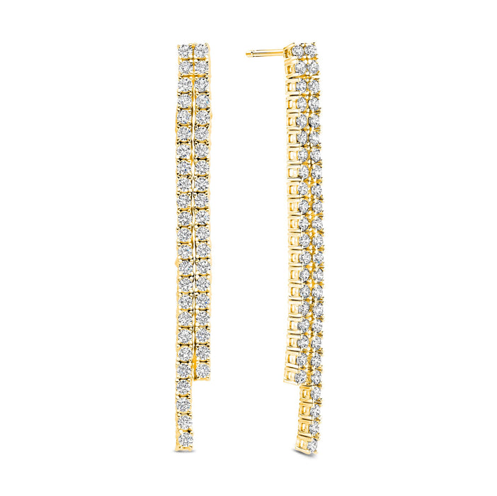 Casablanca Gold Plated Sterling Silver CZ Double Row Drop Earrings