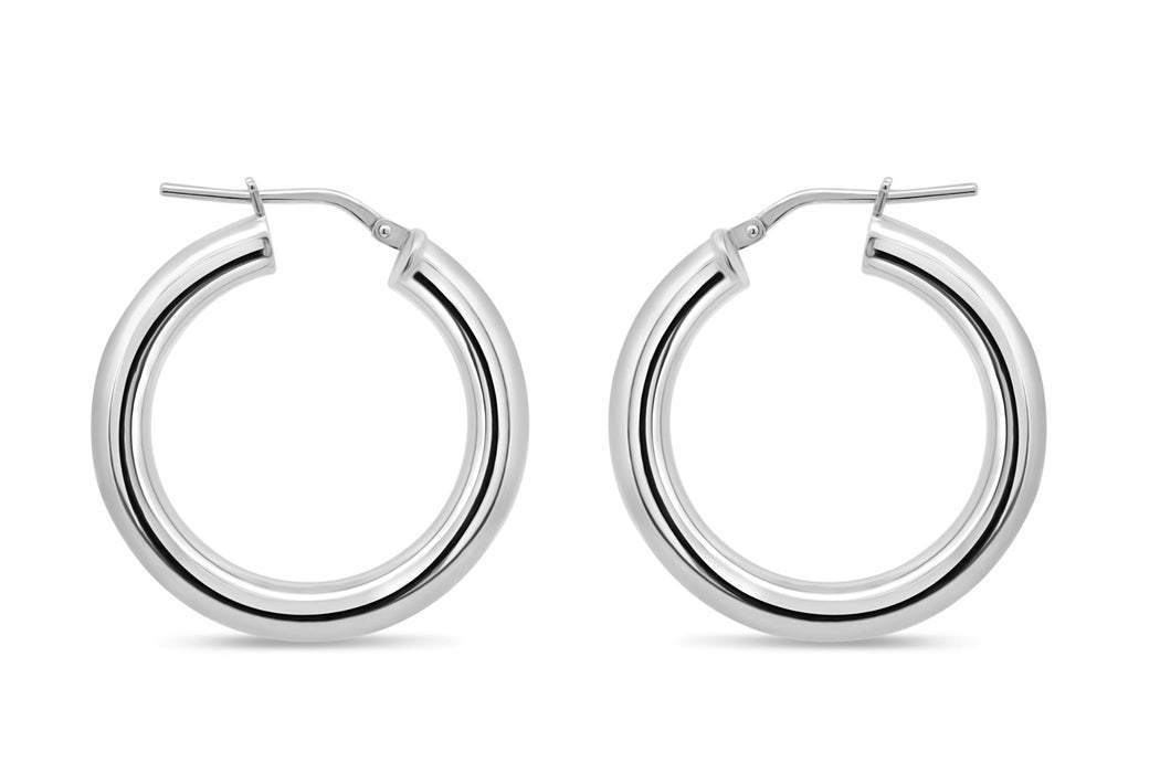 Casablanca Sterling Silver Smooth Hoop Earrings: Medium