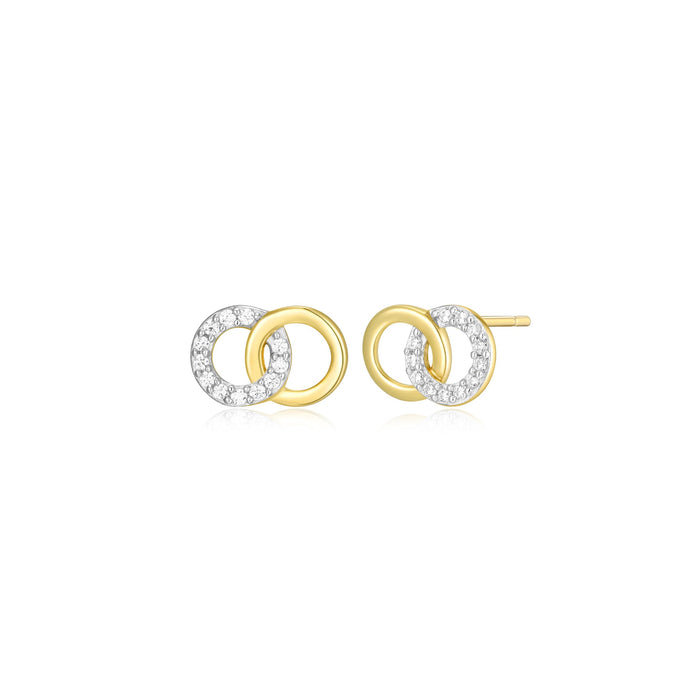 Monte Luna Gold Plated Double Circle Stud Earrings