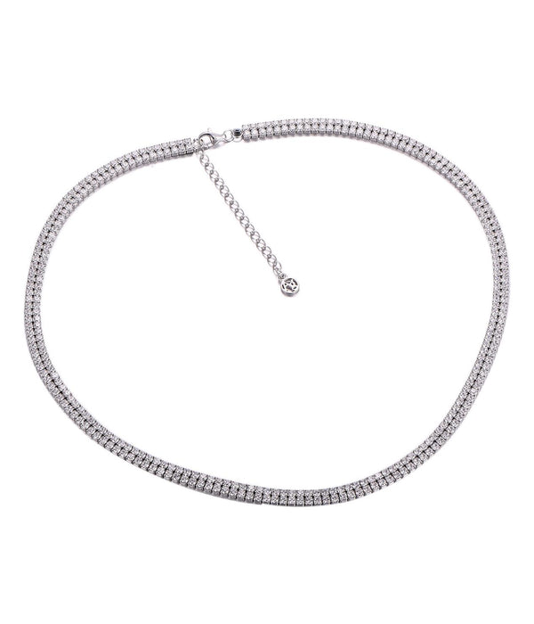 Casablanca Silver Double Row Tennis Necklace