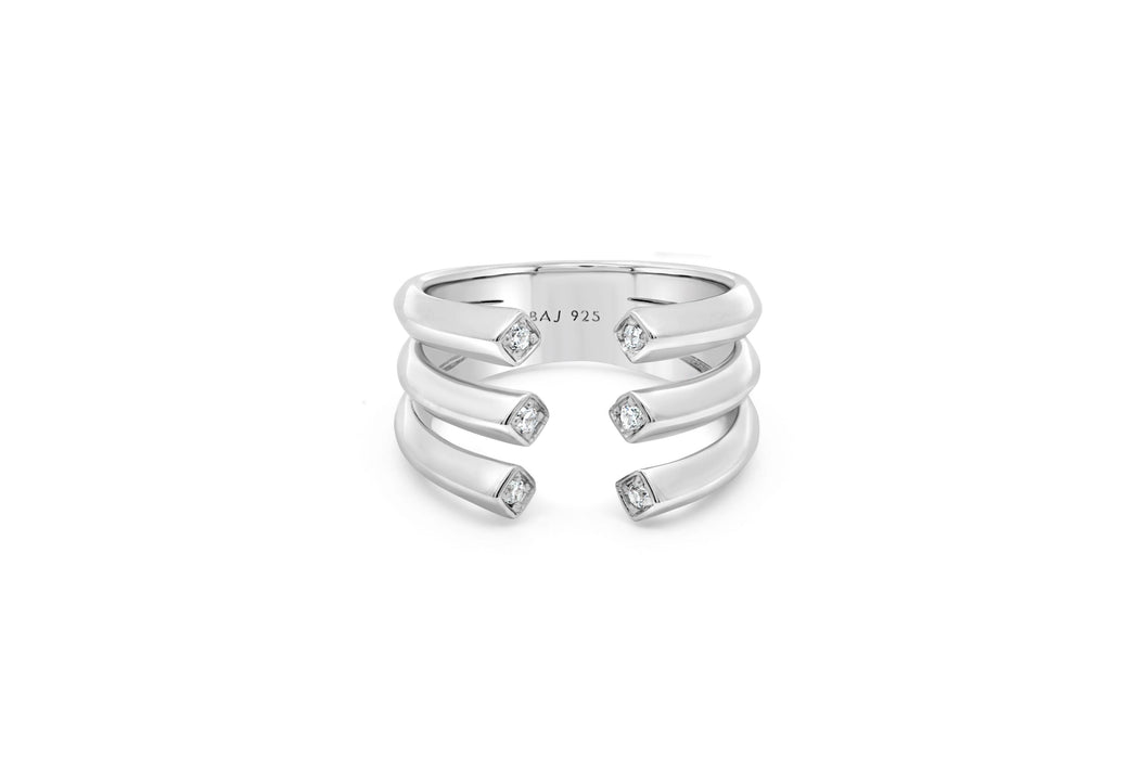 Silver Multirow Open Ring