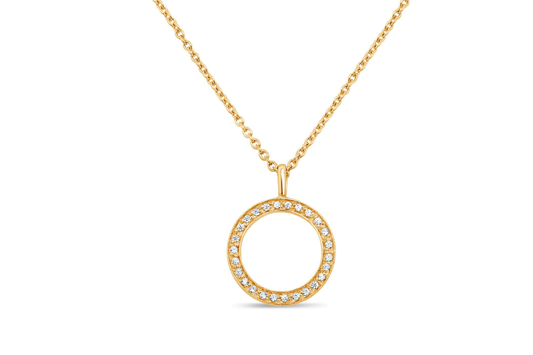 Yellow Tone Plated CZ Circle Necklace