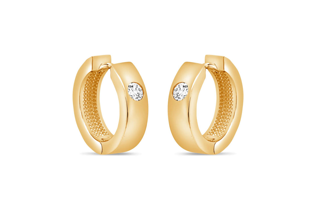 Casablanca Single CZ Hoop Earrings: Gold Plated