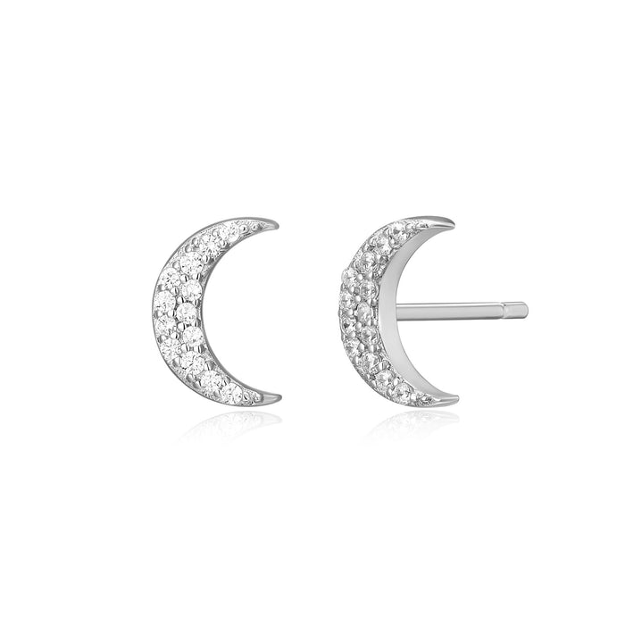 Monte Luna Silver Moon Stud Earrings