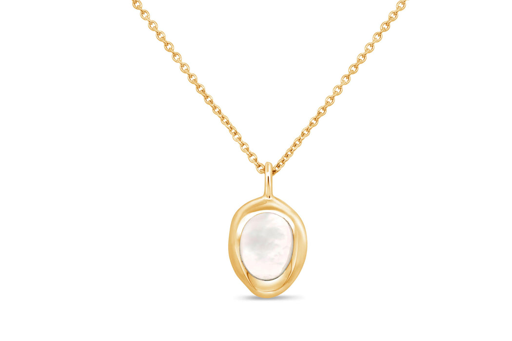 Silver Mother Of Pearl Necklace: Gold Plated