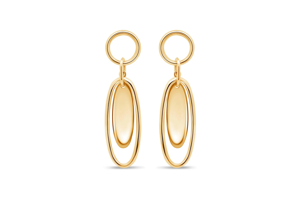 Casablanca Gold Plated Elongated Oval Earrings