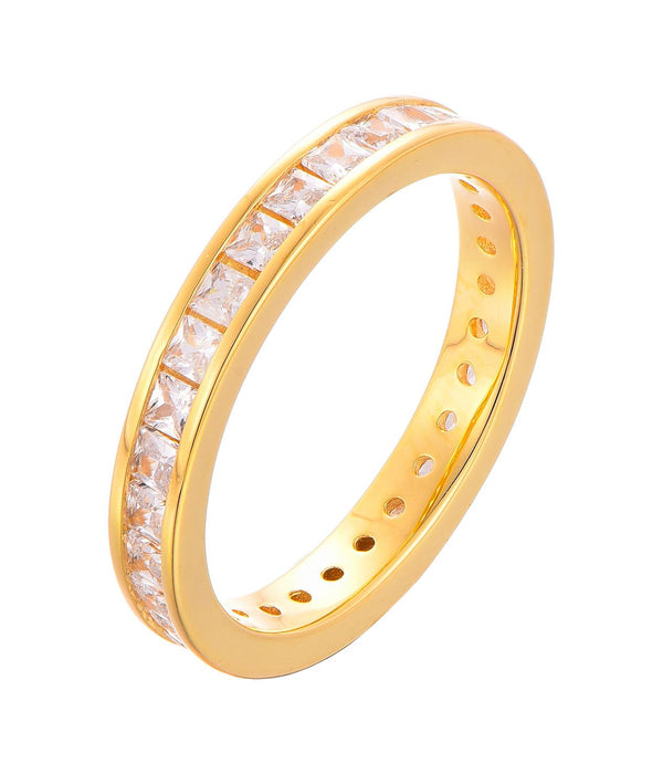 Casablanca Gold-Plated CZ Channel Set Eternity Sterling Silver Band