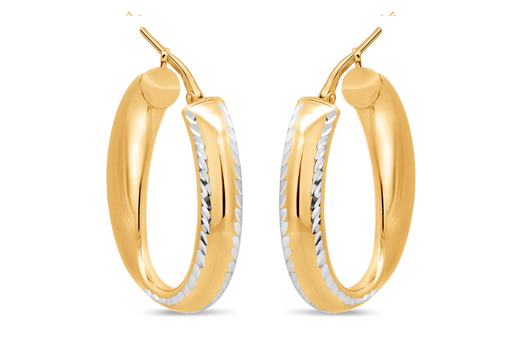 Casablanca Two-Tone Diamond Cut Earrings