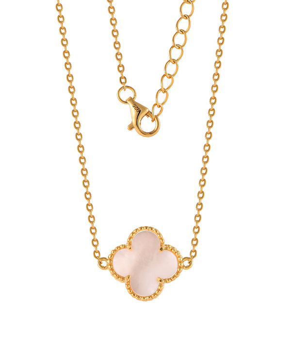 Casablanca Gold Plated Sterling Silver Opal Clover Necklace