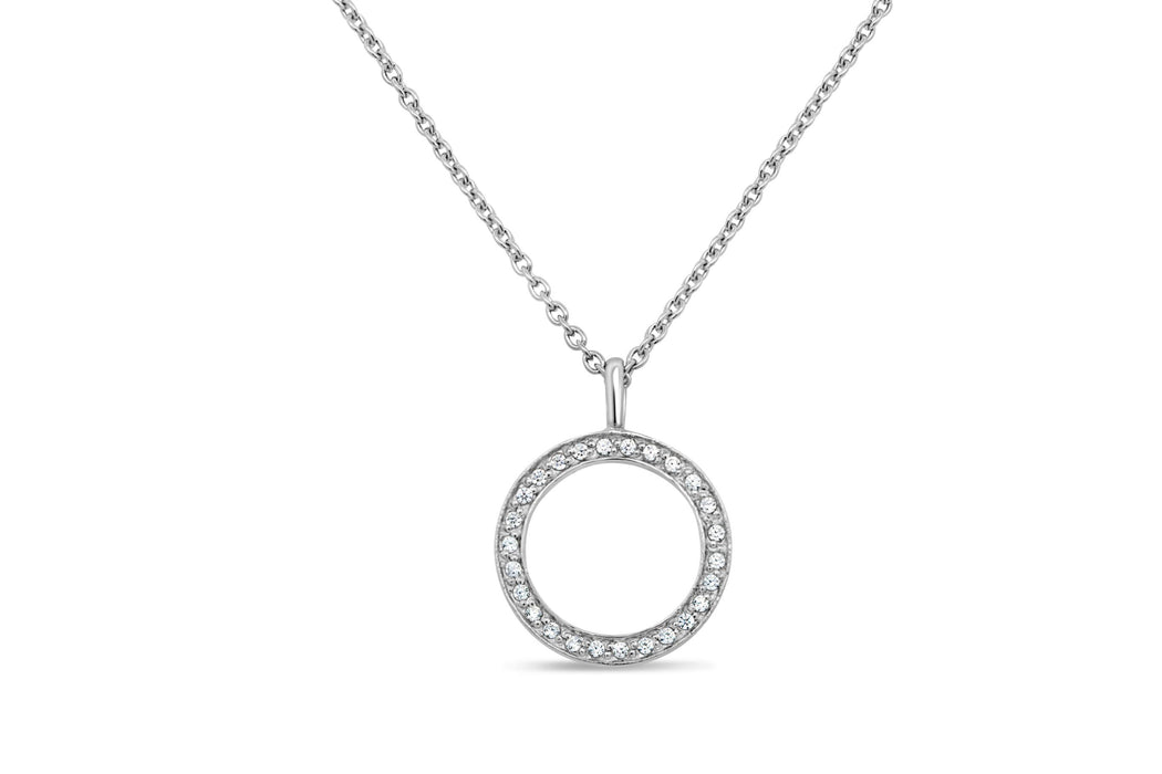 Silver CZ Circle Necklace