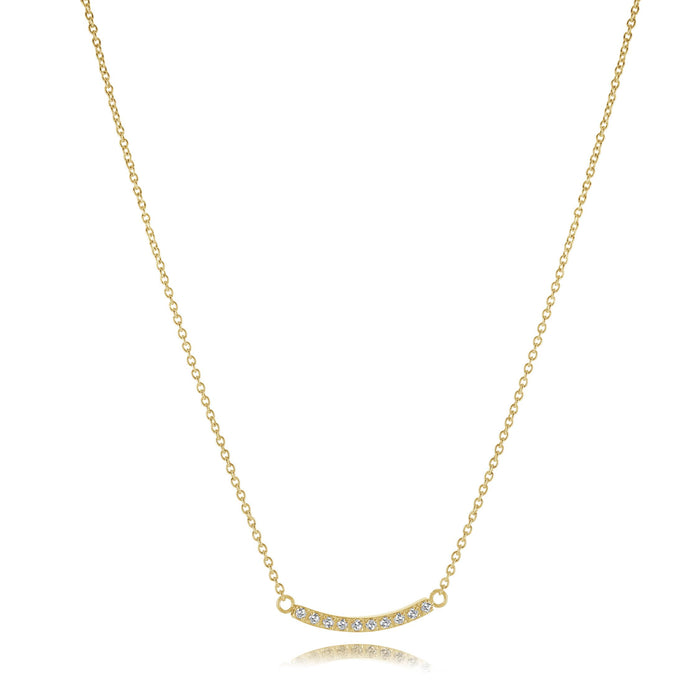 Italgem Stainless Steel Gold Plated Curved Bar Necklace