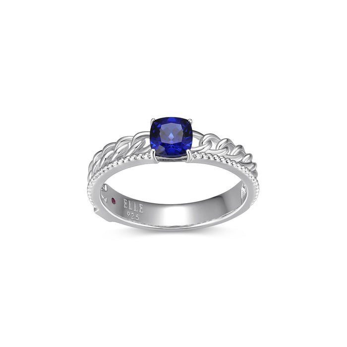 Elle Sterling Silver Weave Sapphire Ring