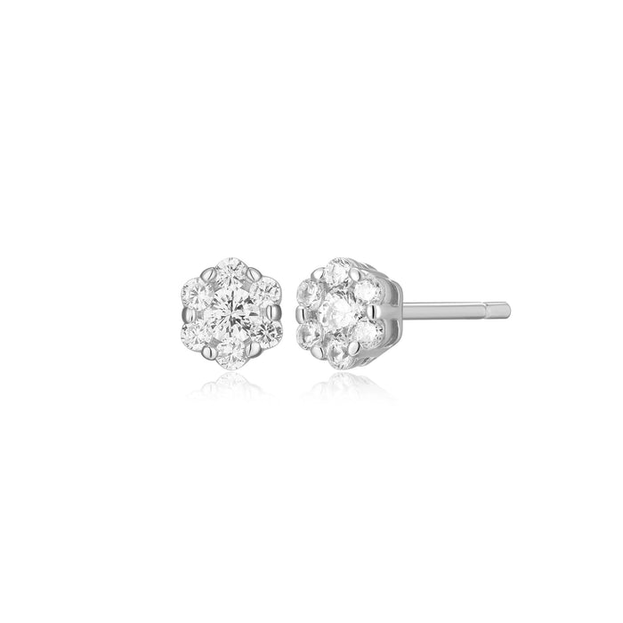 Monte Luna Silver Cluster Stud Earrings