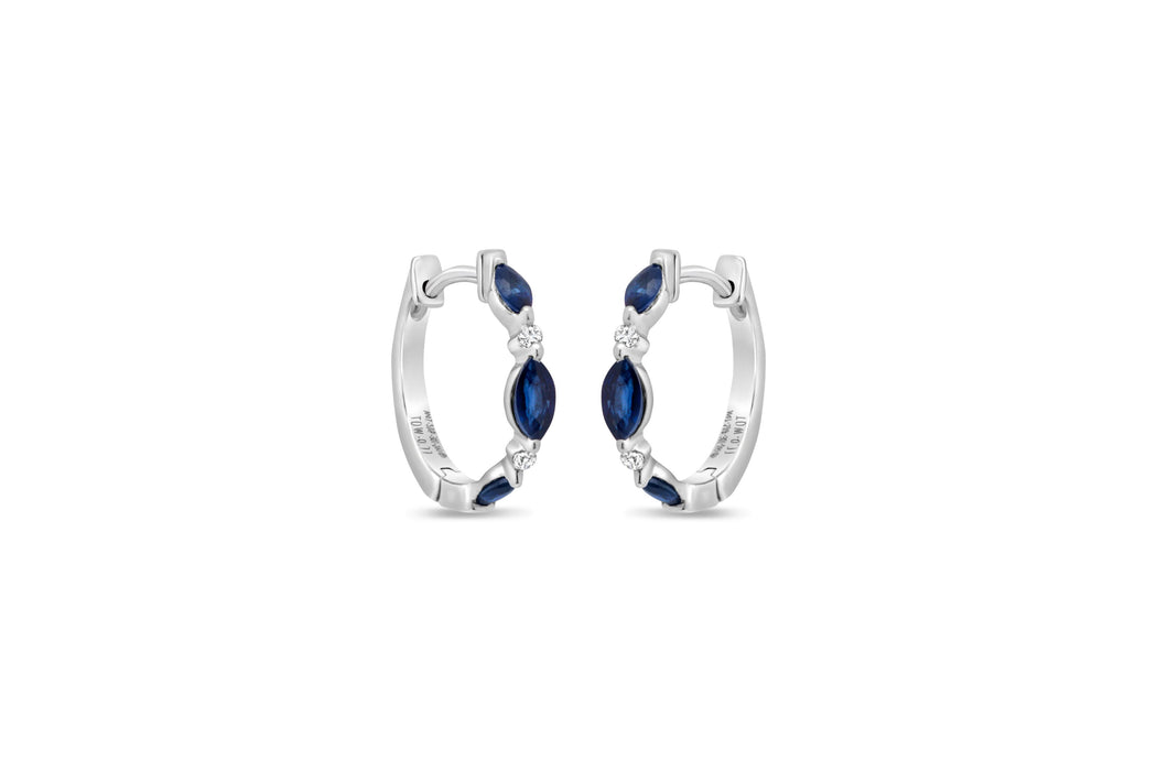 White Gold Diamond & Sapphire Earrings