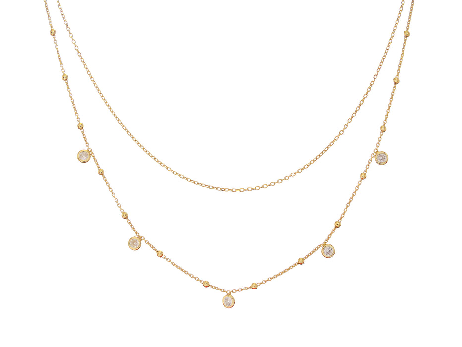 Casablanca Gold Plated Beaded CZ Sterling Silver Necklace