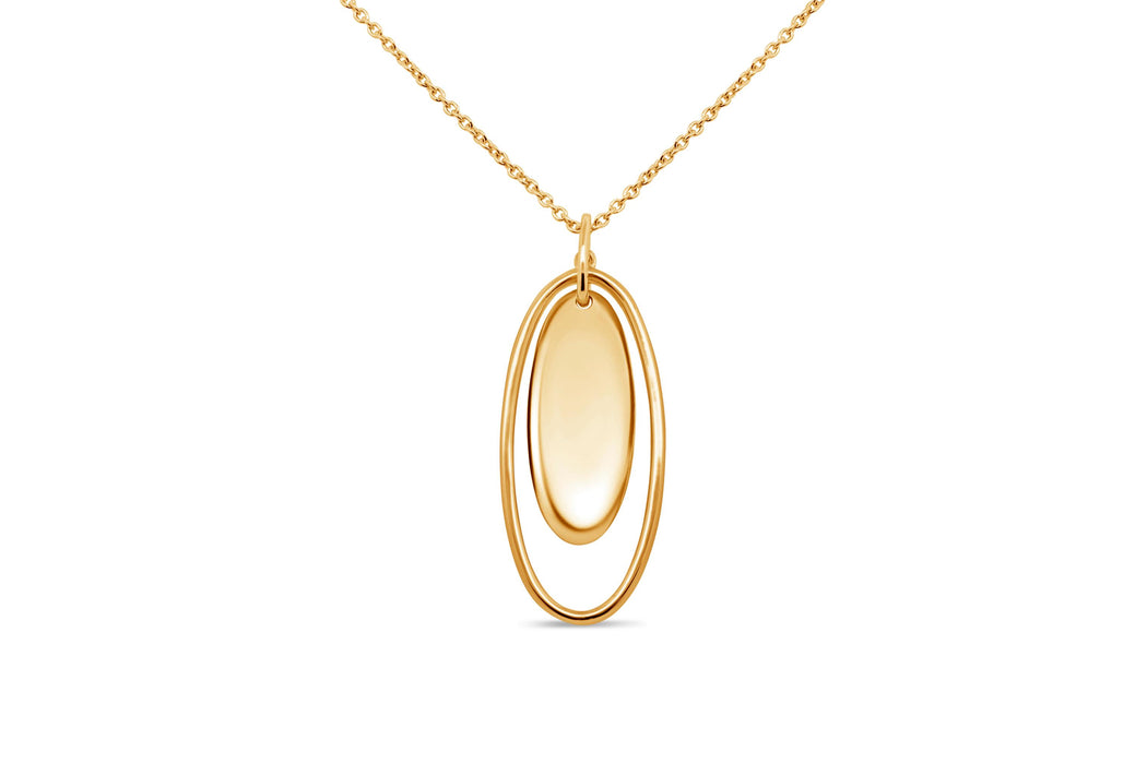 Yellow Tone Plated Elongated Oval Necklace