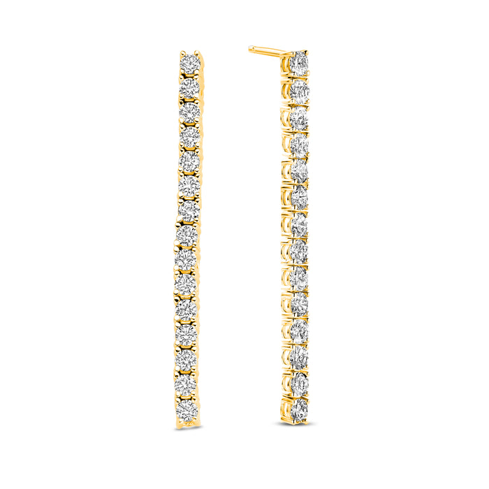 Casablanca Gold Plated Sterling Silver CZ Double Row Drop Earrings