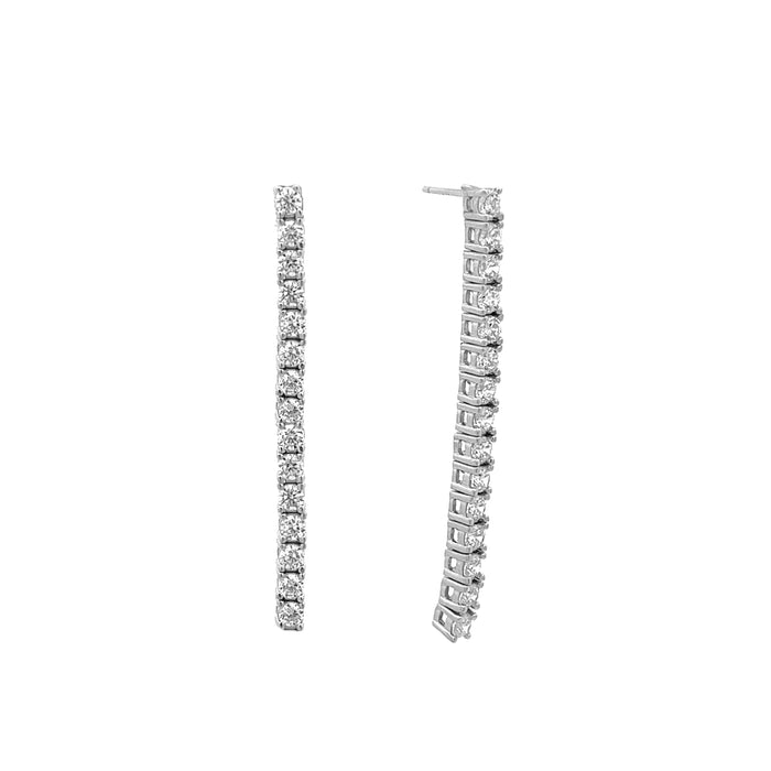 Casablanca Sterling Silver CZ Double Row Drop Earrings