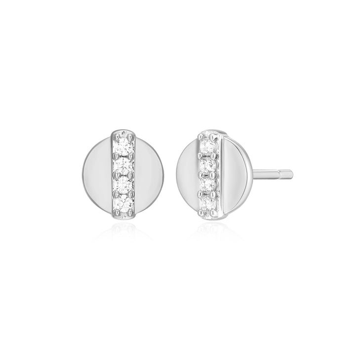 Monte Luna Silver Button Stud Earrings