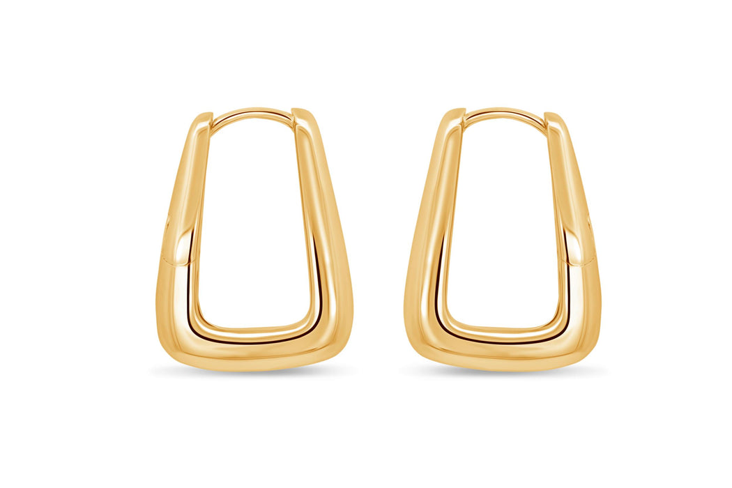 Casablanca Gold Plated Bold Rectangle Hoop Earrings