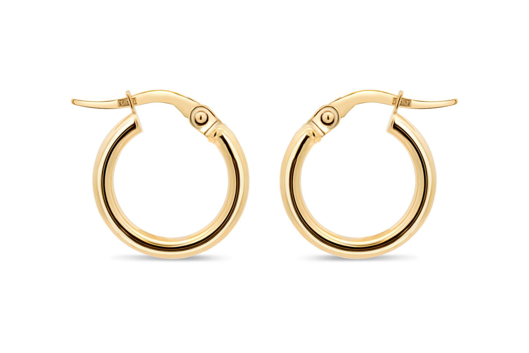 2mm Yellow Gold Stovepipe Hoop Earrings