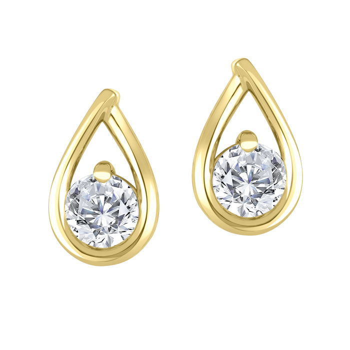 Casablanca Sterling Silver Yellow Gold Plated Lab Grown Round 1.00CT TDW Diamond Earrings